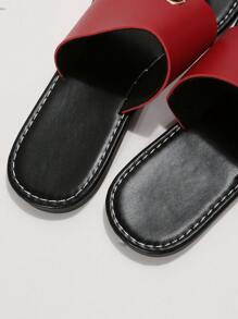 Giày Sandal Màu Đỏ Thời Trang Cho Nữ, Giày Sandal Thông Trang Trí Kim Loại - Đỏ - Xem 6