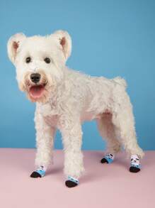 2雙卡通熊貓印花寵物襪子適用於狗狗和貓適用於室內