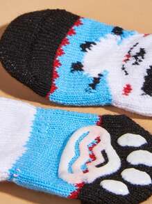 2雙卡通熊貓印花寵物襪子適用於狗狗和貓適用於室內