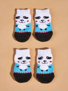 2雙卡通熊貓印花寵物襪子適用於狗狗和貓適用於室內