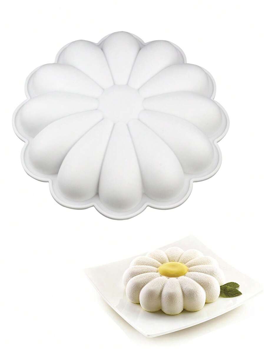 1 件白色花形硅胶生日蛋糕模具 - 白色 - 查看 1