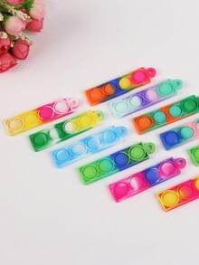 12pcs/set Silicone Random Color Chain Design Stretchy Fidget Toy - Multicolor - View 2