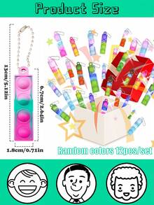 12pcs/set Silicone Random Color Chain Design Stretchy Fidget Toy - Multicolor - View 3