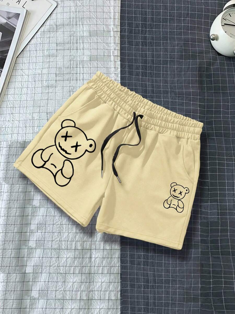 Manfinity Roghcode Quần Short Nam Dây kéo Túi Hoạt hình Giải trí - Màu be - Xem 1