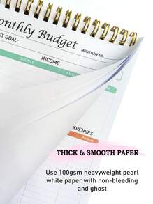 1pc Letter Graphic Spiral Planner, Simple Multi-purpose Monthly Budget Checklist Note Pad For Office, School, Home - Multicolor - View 6