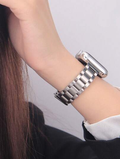 1pc Women's Elegant Fashionable Anti-Oxidation Stainless Steel Watch Band, Compatible With Apple Watch 38mm, 40mm, 41mm, 42mm, 44mm, 45mm, 46mm, 49mm, Fits Series 11/10/9/8/7/6/5/4/3/2/1/SE, Smart Watch Strap, Accessories, Valentine's Day Gift And Women's Gift, Smart Watch Band