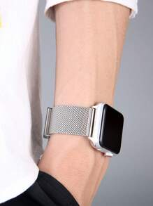 時尚男女銀色金屬錶帶,可調整大小,與Apple Watch Band 38mm 40mm 42mm 44mm 49mm 45mm智能手錶配件Watchband兼容,適用於Apple Watch Series 8 7 6 5 4 Se - 銀色 - 查看 3