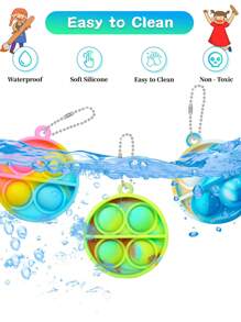 12pcs/set Silicone Small Round Decompression Toy With Chain, For Teenagers And Office Stress Relief - Multicolor - View 2
