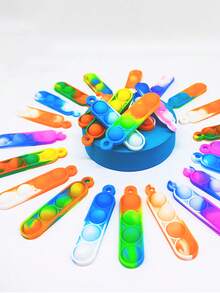 24pcs/set Silicone Random Color Chain Linked Oval Head Mini Strip Creative Stress Relief Toy - Multicolor - View 2