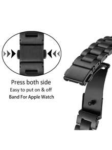 1条女士优雅时尚抗氧化不锈钢表带,兼容 38mm、40mm、41mm、42mm、44mm、45mm、46mm、49mm,适用于Series 11/10/9/8/7/6/5/4/3/2/1/SE,智能手表表带,配件,情人节礼物及女士礼物,智能手表表带 - 黑色 - 查看 5