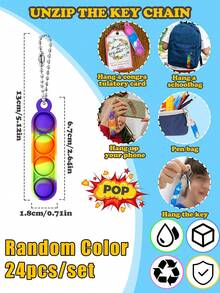 24pcs/set Silicone Random Color Chain Linked Oval Head Mini Strip Creative Stress Relief Toy - Multicolor - View 5