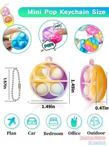 12pcs/set Silicone Small Round Decompression Toy With Chain, For Teenagers And Office Stress Relief - Multicolor - View 4