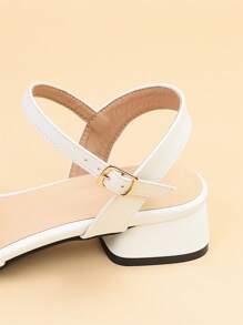優雅白色涼鞋適用於女士寬版交叉粗跟踝帶平底涼鞋