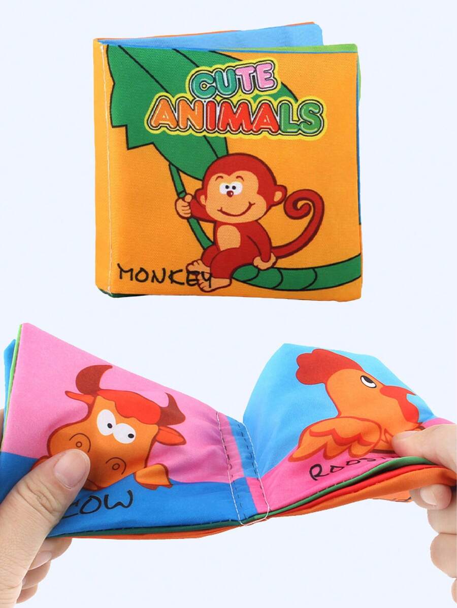 1入組嬰兒布書動物蔬菜水果交通工具數字認知拼圖書,嬰兒兒童早期教育玩具（部分內容可能隨機）