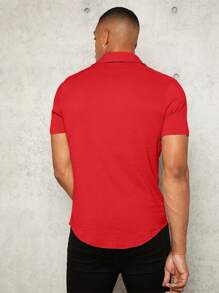 Manfinity VCAY Uomo Camicia monocolore con bottone frontale