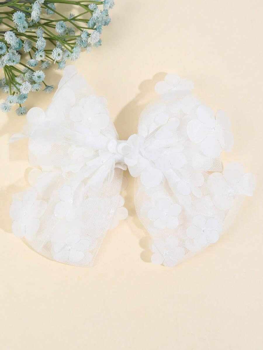 1pc Girls Flower & Bow Decor Cute Alligator Hair Clip For Hair Decoration - White - View 1