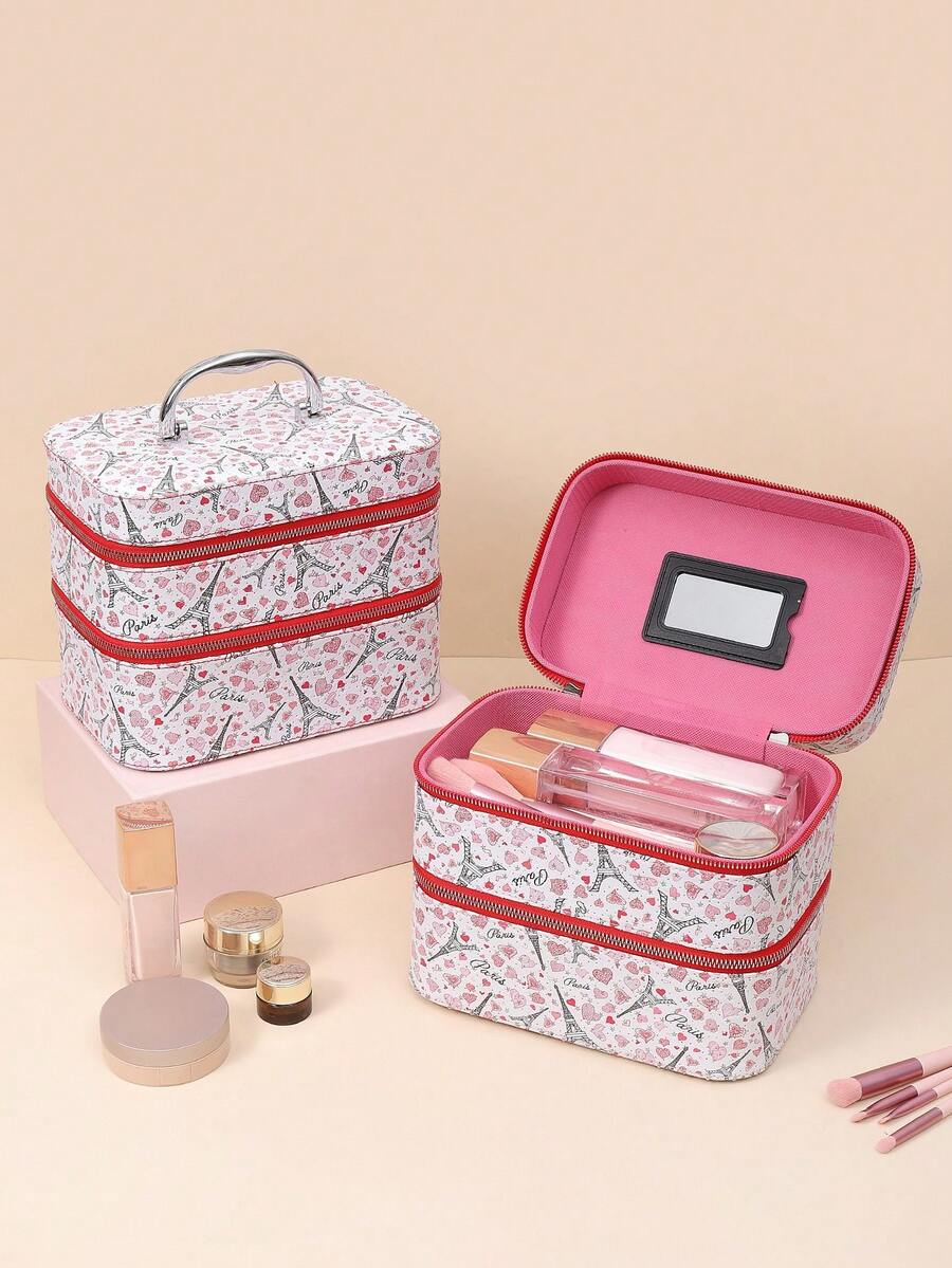 Túi trang điểm hình tháp hai lớp - Nhiều màu - Xem 1