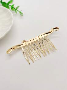 1 件优雅百搭新娘/婚礼珍珠金属发梳侧发饰，时尚 - 金色 - 查看 3