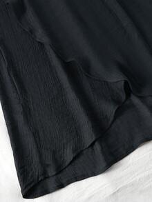 Bikinx Solid Color Patchwork V-Neck Semi-Transparent Cover Up Skirt With Slit Summer - Black - View 5