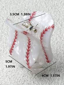 1 kẹp tóc bóng chày acrylic dành cho nữ, thích hợp để mặc hàng ngày, đi nghỉ, tiệc tùng, quà tặng, trò chơi và phụ kiện tóc cổ vũ thông thường - Đỏ và trắng - Xem 7