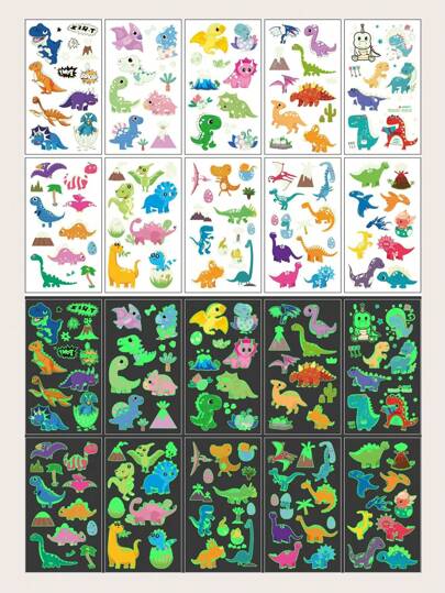（10张/包）夜光卡通蝴蝶系列彩色防水持久逼真个性化临时纹身贴纸