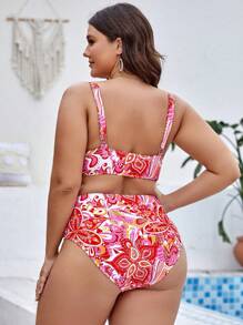 SHEIN Swim Curve Bộ bikini in hoa cỡ lớn đi biển mùa hè - Nhiều màu - Xem 2