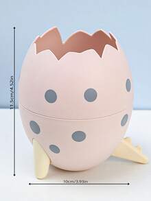 1pc Egg Design Pen Holder, Cute Multi-purpose Desktop Stationery Storage Box For Office, Student Stationery Storage - Pink - View 2