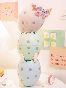 1pc Egg Design Pen Holder, Cute Multi-purpose Desktop Stationery Storage Box For Office, Student Stationery Storage - Pink - View 4