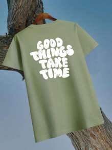 Manfinity Hypemode Men Slogan Graphic Tee - Army Green - View 1