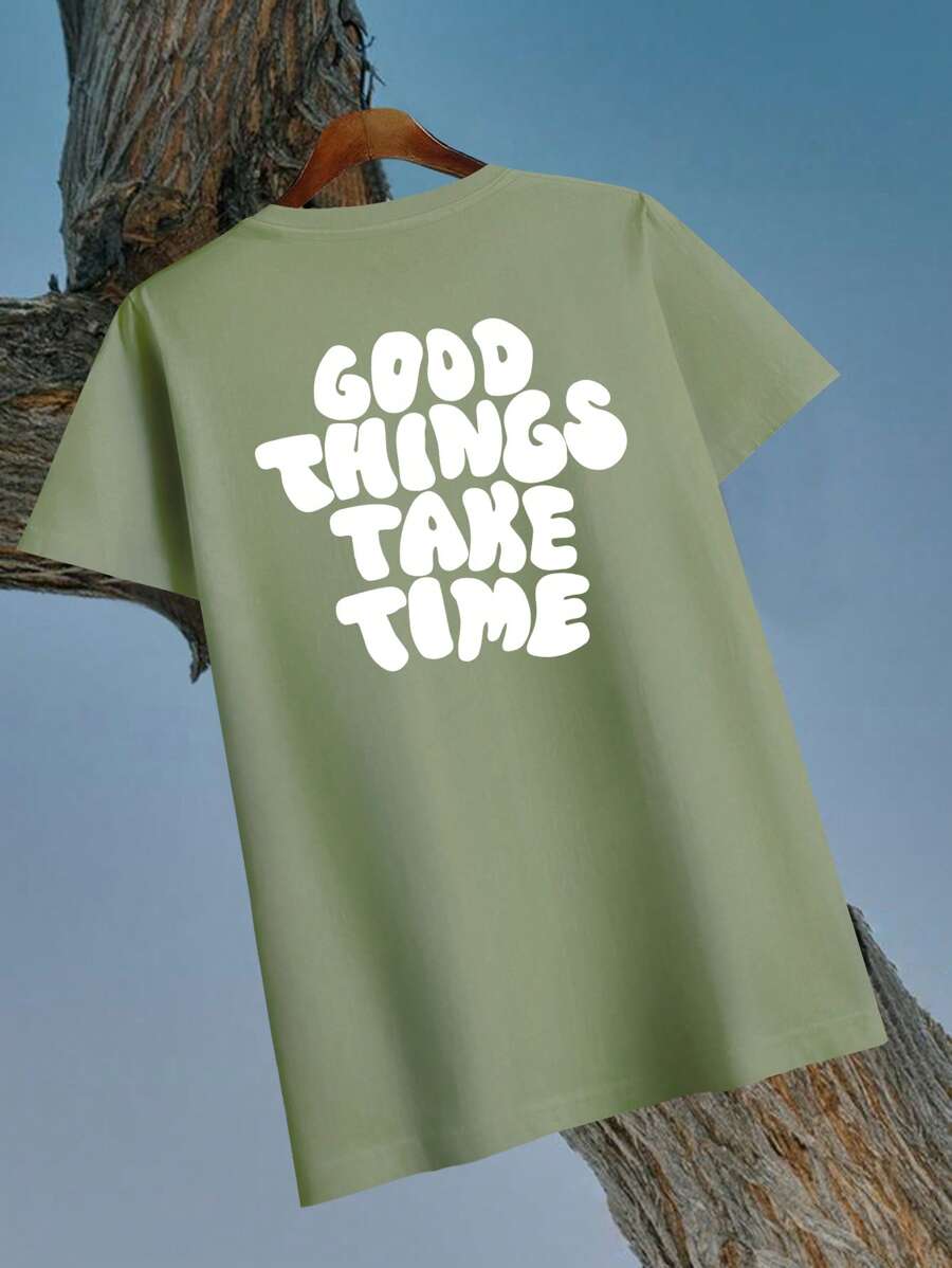 Manfinity Hypemode Men Slogan Graphic Tee - Army Green - View 1