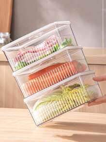 1pc PET Food Storage Box, Minimalist Clear Food Storage Box For Kitchen - Clear - View 4