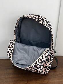 中等經典背包豹紋圖案字母貼飾 - 卡其色 - 查看 5