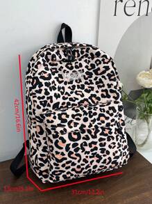 中等經典背包豹紋圖案字母貼飾 - 卡其色 - 查看 6