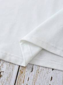 SHEIN LUNE Áo thun nữ Lá thư Nhiệt đới Giải trí - trắng - Xem 5