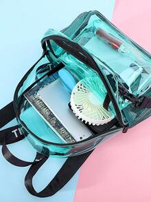 TINYAT 夏季時尚透明單肩包,精美小包那女孩Love,透視防水透明包 - 無色 - 查看 1