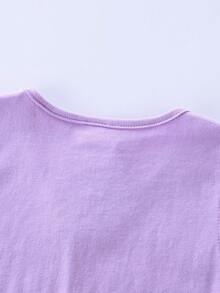 小女童魚鱗圖案網紗拼接洋裝 - 淡紫色 - 查看 3