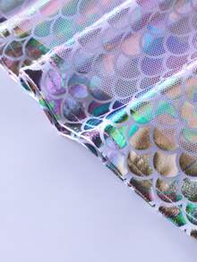 小女童魚鱗圖案網紗拼接洋裝 - 淡紫色 - 查看 8