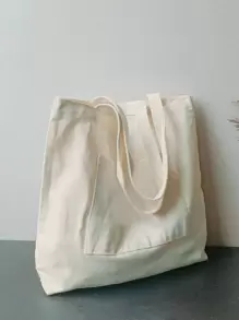 Women's Simple Canvas Tote Bag, Open-Top Canvas Shoulder Bag, Handbag, Simple School Bag For Elementary, High School And College Students, File Folder Bag, Travel Bag, Literary School Bag & Bookbag For Women Or Students, Perfect For Books, Shopping, Back To School And More