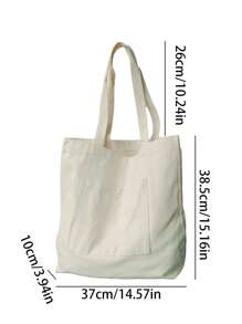 Women's Simple Canvas Tote Bag, Open-Top Canvas Shoulder Bag, Handbag, Simple School Bag For Elementary, High School And College Students, File Folder Bag, Travel Bag, Literary School Bag & Bookbag For Women Or Students, Perfect For Books, Shopping, Back To School And More