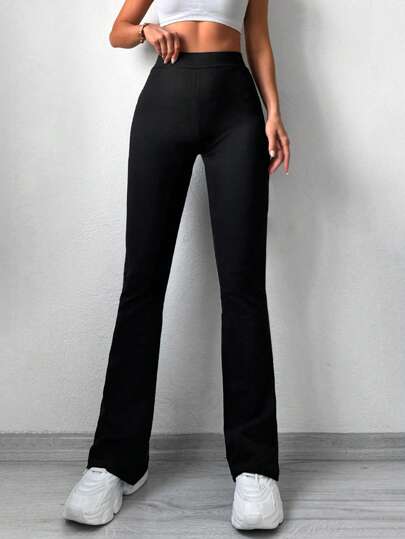 RueChic Solid Flare Leg Pants
