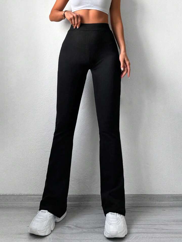 Cottnline Solid Flare Leg Pants | SHEIN EUQS 