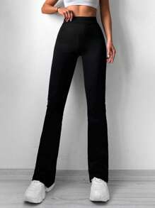 RueChic Solide broek met wijde pijpen