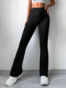 RueChic Solide broek met wijde pijpen