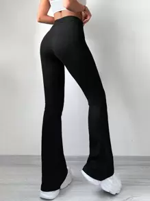 RueChic Solide broek met wijde pijpen