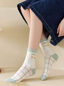 Mujer 5 pares Calcetines de tripulación flor & con estampado de corazón de moda para diariamente - Multicolor - Ver 2