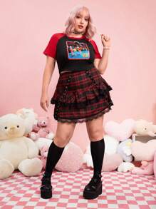 Stevenrhodes Plus Figure Graphic Raglan Sleeve Tee - Black - View 3