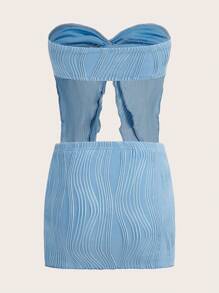 SHEIN ICON Twist Front Asymmetrical Hem Tube Top & Skirt - Baby Blue - View 2