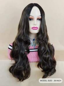 Tóc giả tổng hợp dài sóng cơ thể - màu nâu - Xem 3