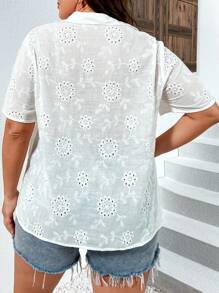 Flirla Camisa con bordado con ojal con botón delantero - Blanco - Ver 2