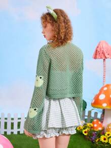 StarrifyStudio Kawaii Nữ Cardigans Hoạt hình Giải trí - Màu xanh Bạc hà - Xem 2